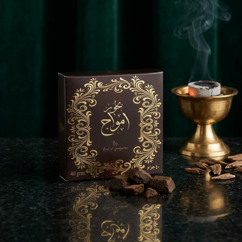 Bukhoor Amwaj Premium Oud Incense Block - Luxury Arabian Home Fragrance (40g)