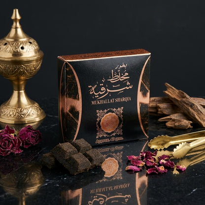 Mukhallat Sharqia Premium Arabian Bukhoor by Layl Wood - Authentic Oud Incense 40g