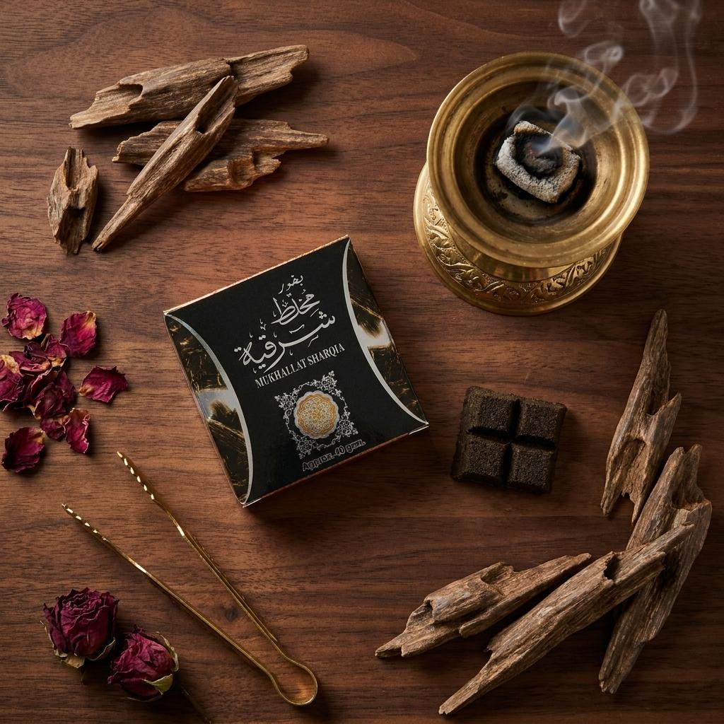 Mukhallat Sharqia Premium Arabian Bukhoor by Layl Wood - Authentic Oud Incense 40g